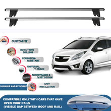 Lockable Roof Rack Cross Bars for Chevrolet Spark 2010-2015 | Heavy Duty Rail Carrier 2 Pcs Grey