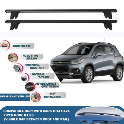 Lockable Roof Rack Cross Bars for Chevrolet Trax 2013-2020 | Heavy Duty Rail Carrier 2 Pcs Black