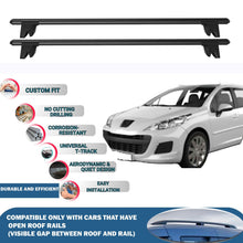 Lockable Roof Rack Cross Bars for Peugeot 207 SW 2007-2013 | Heavy Duty Rail Carrier 2 Pcs Black