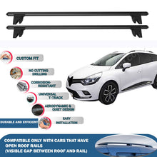 Lockable Roof Rack Cross Bars for Renault Clio Sport Tourer Estate 2013-2021 | Heavy Duty Rail Carrier 2 Pcs Black