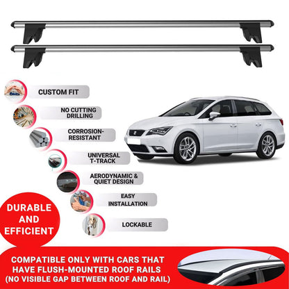 Premium Roof Bars for Seat Leon St 2013-2020 Lockable Roof Rack Cross Bars 2 Pcs Grey