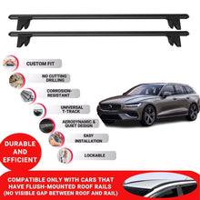 Premium Roof Bars for Volvo V60 2019-2023 Lockable Roof Rack Cross Bars 2 Pcs Black