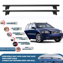 Lockable Roof Rack Cross Bars for Volvo V70 Estate 2000-2008 | Heavy Duty Rail Carrier 2 Pcs Black