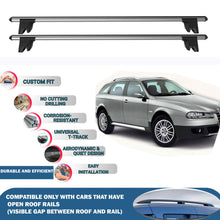 Lockable Roof Rack Cross Bars for Alfa Romeo 156 Sportwagon 2000-2007 | Heavy Duty Rail Carrier 2 Pcs Grey