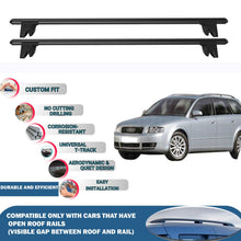 Lockable Roof Rack Cross Bars for Audi A4 Avant 2001-2003 | Heavy Duty Rail Carrier 2 Pcs Black