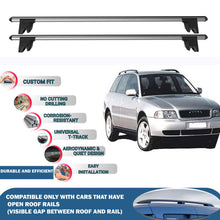 Lockable Roof Rack Cross Bars for Audi A4 Avant 1995-2001 | Heavy Duty Rail Carrier 2 Pcs Grey