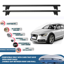 Lockable Roof Rack Cross Bars for Audi A6 Allroad Quattro C7 2012-2018 | Heavy Duty Rail Carrier 2 Pcs Black