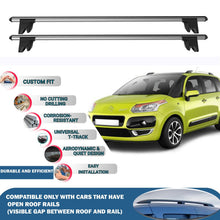 Lockable Roof Rack Cross Bars for Citroen C3 Picasso 2009-2012 | Heavy Duty Rail Carrier 2 Pcs Grey