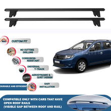Lockable Roof Rack Cross Bars for Dacia Logan Mcv 2014-2023 | Heavy Duty Rail Carrier 2 Pcs Black