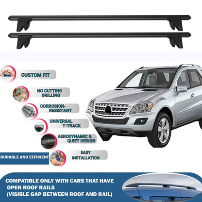 Lockable Roof Rack Cross Bars for Mercedes W164 Suv 2005-2011 | Heavy Duty Rail Carrier 2 Pcs Black