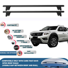 Lockable Roof Rack Cross Bars for Nissan Navara 2010-2023 | Heavy Duty Rail Carrier 2 Pcs Black