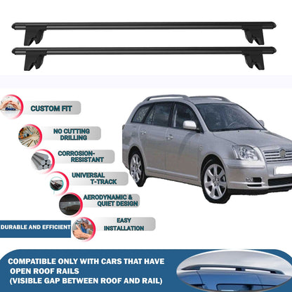 Lockable Roof Rack Cross Bars for Toyota Avensis Estate 2003-2009 | Heavy Duty Rail Carrier 2 Pcs Black