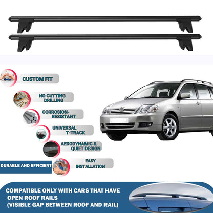 Lockable Roof Rack Cross Bars for Toyota Corolla SW 2000-2006 | Heavy Duty Rail Carrier 2 Pcs Black
