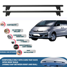 Lockable Roof Rack Cross Bars for Toyota Estima Previa 2000-2005 | Heavy Duty Rail Carrier 2 Pcs Black
