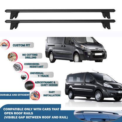 Lockable Roof Rack Cross Bars for Toyota Proace 2013-2016 | Heavy Duty Rail Carrier 2 Pcs Black