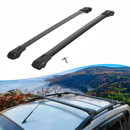 Roof Rack Cross Bars for Peugeot Bipper Tepee 2008+ Lockable Roof Bars 2 Pcs Black