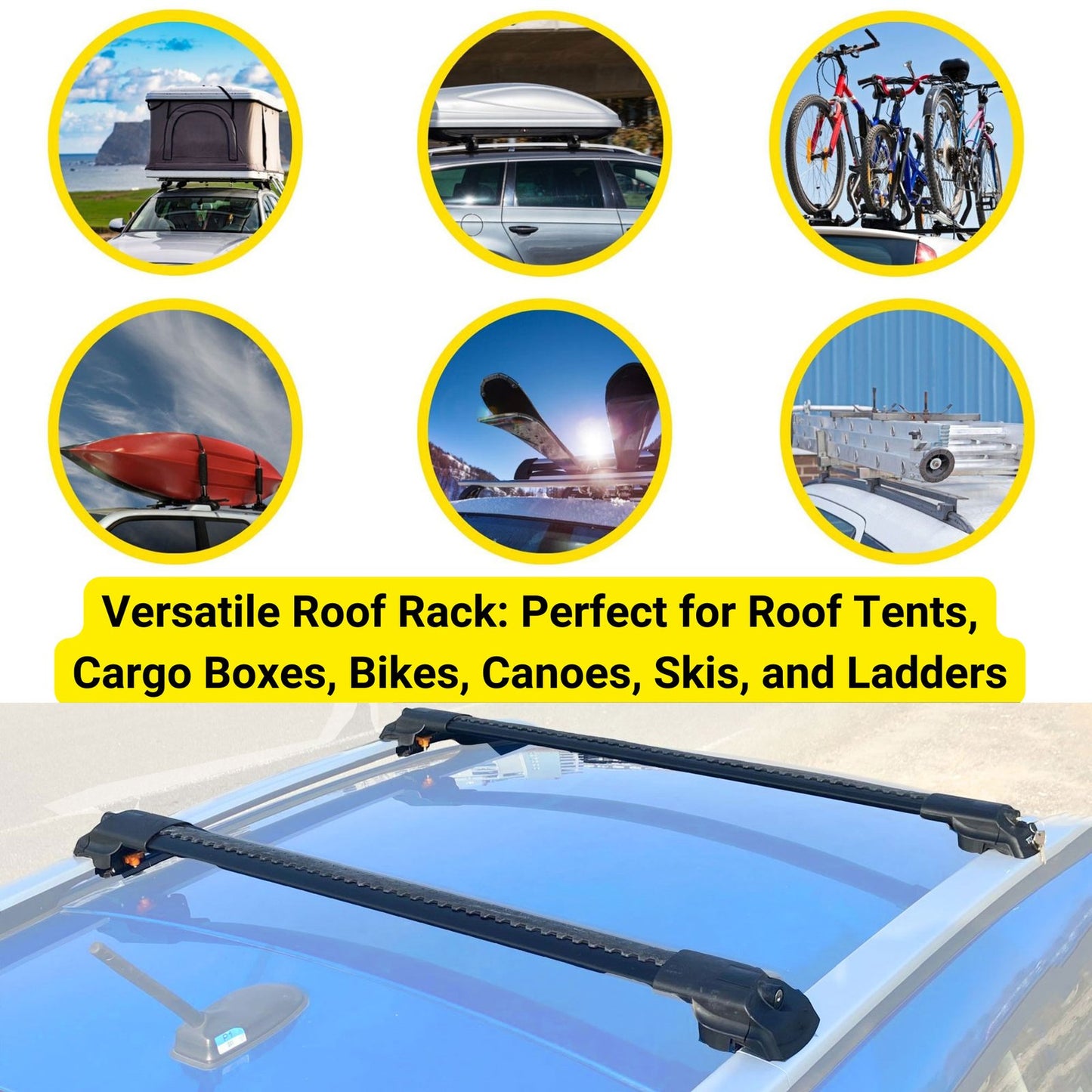 Roof Bar for Ssangyong Tivoli Xlv 2016-2022 Lockable Roof Rack Cross Bars 2 Pcs Black