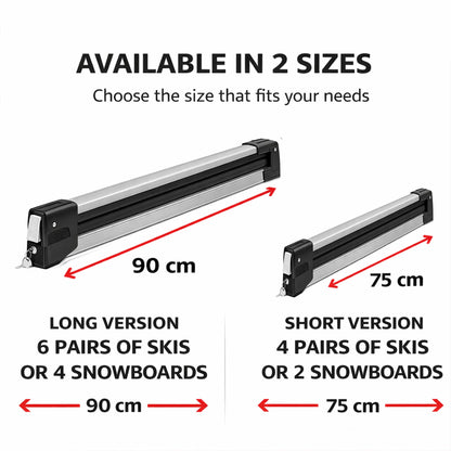 Premium Sliding Ski & Snowboard Roof Rack 90cm Universal 4 Skis/2 Boards Grey