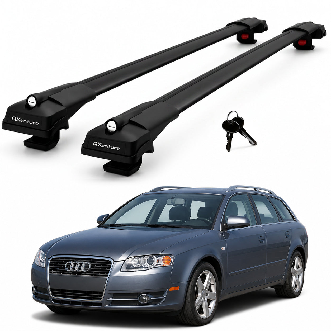 2X Roof Bars for Audi A4 Avant B6 2002-2004 Lockable Roof Rack Cross Bars Black