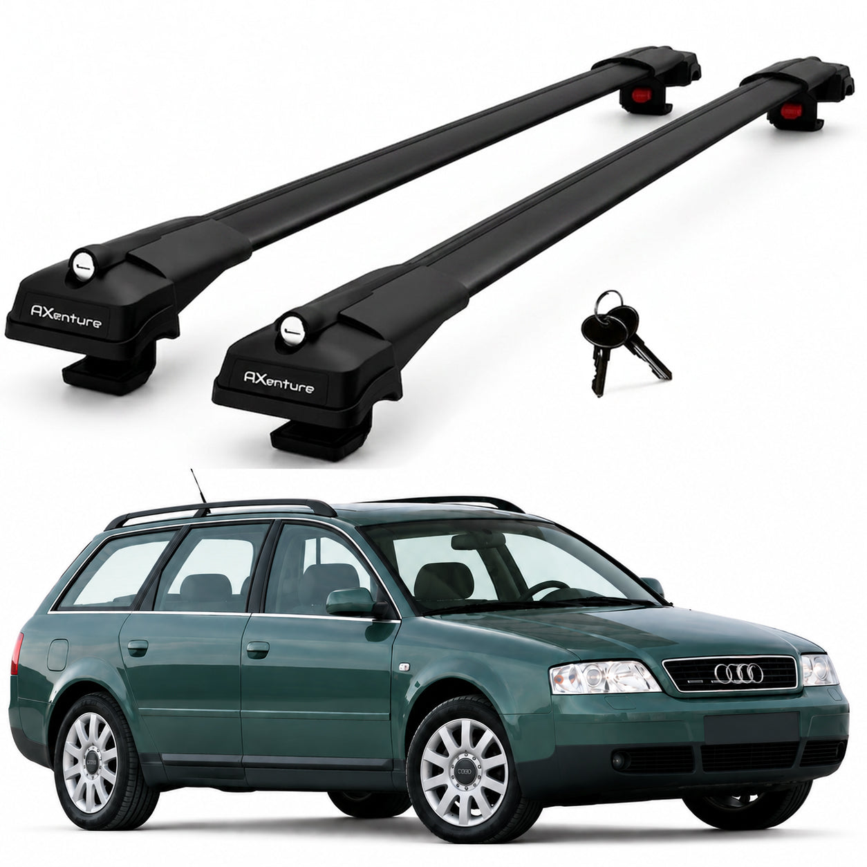 2X Roof Bars for Audi A6 Avant C5 1997-2005 Lockable Roof Rack Cross Bars Black