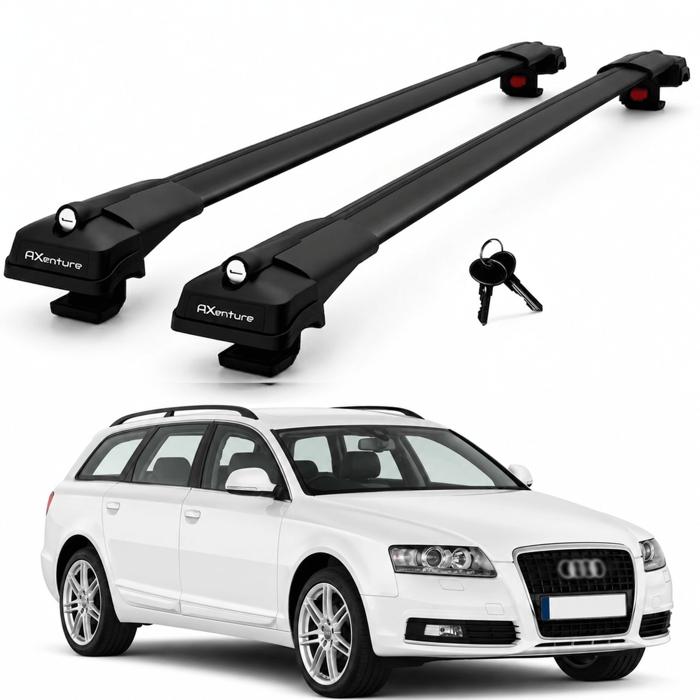 2X Roof Bars for Audi A6 Allroad C6 2006-2011 Lockable Roof Rack Cross Bar Black