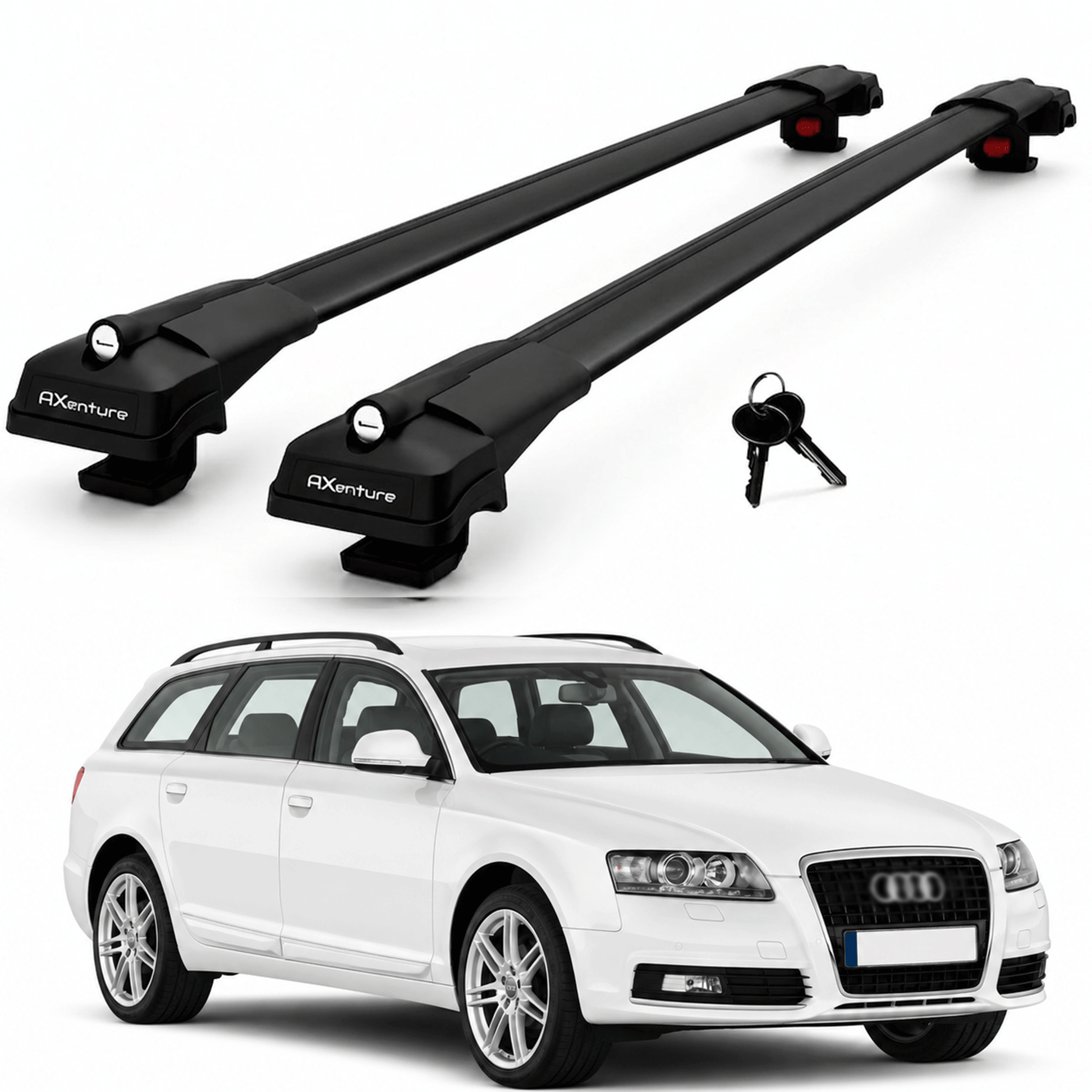 2X Roof Bars for Audi A6 Allroad C6 2006-2011 Lockable Roof Rack Cross Bar Black