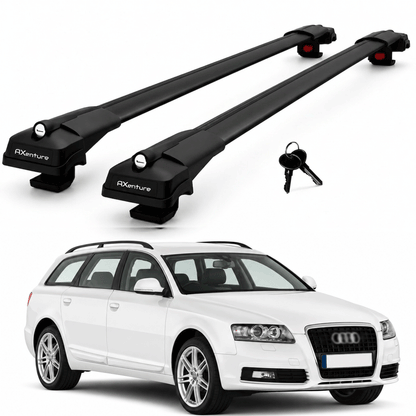 2X Roof Bars for Audi A6 Allroad C6 2006-2011 Lockable Roof Rack Cross Bar Black