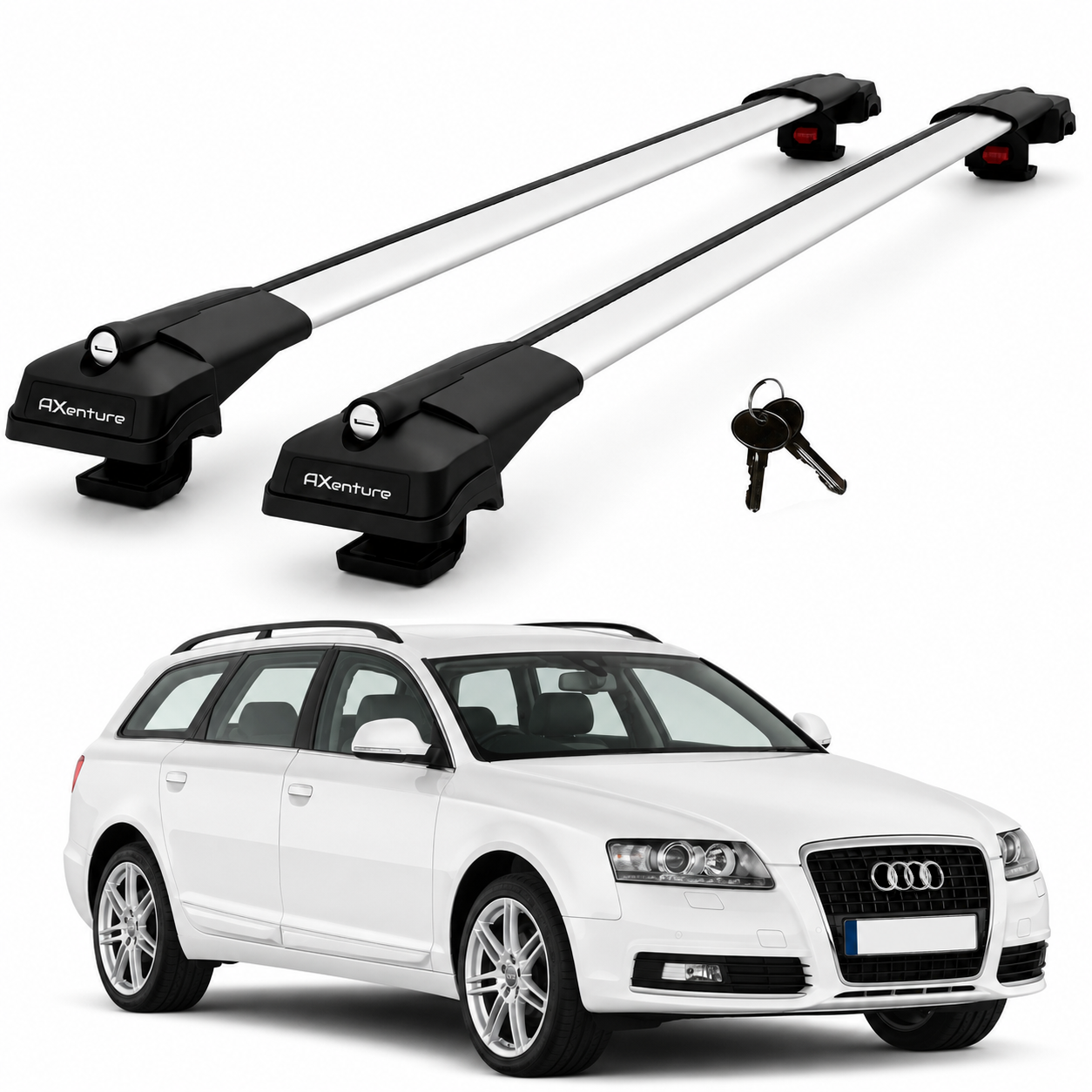2X Roof Bars for Audi A6 Allroad C6 2006-2011 Lockable Roof Rack Cross Bars Grey