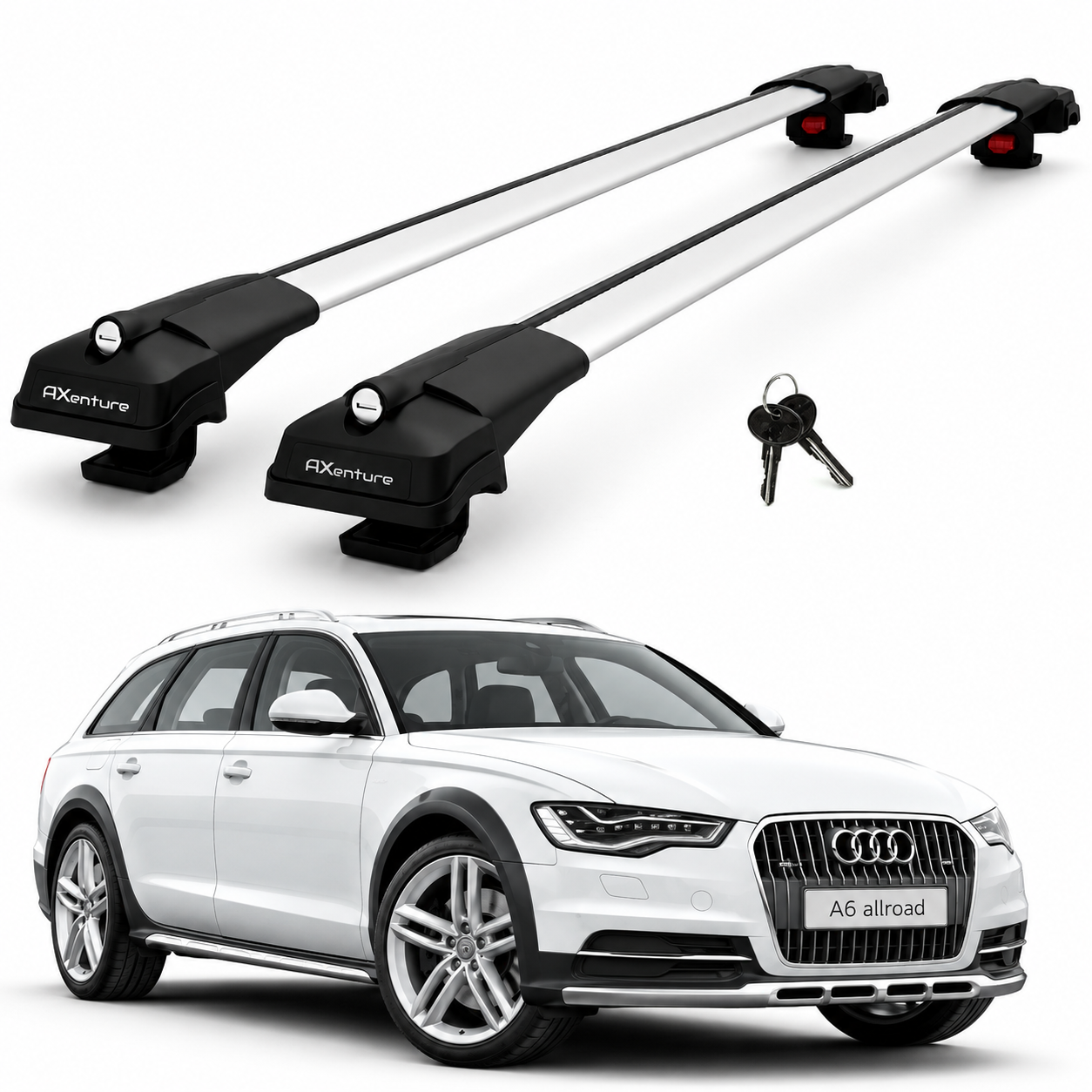 2X Roof Bars for Audi A6 Allroad C7 2012-2018 Lockable Roof Rack Cross Bars Grey