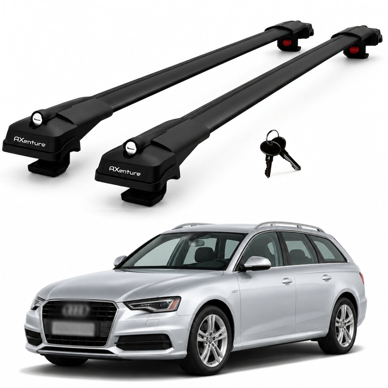2X Roof Bars for Audi A6 Allroad C8 2019-2025 Lockable Roof Rack Cross Bar Black
