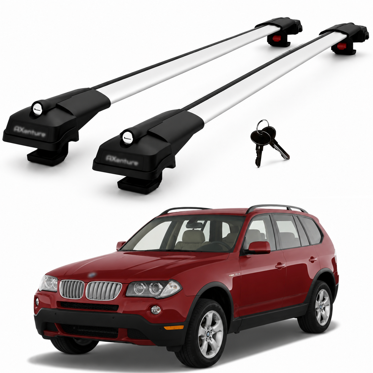2X Roof Bars for Bmw X3 E83 2004–2010 Lockable Roof Rack Cross Bars Grey