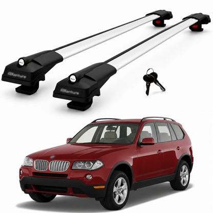 2X Roof Bars for Bmw X3 E83 2004–2010 Lockable Roof Rack Cross Bars Grey