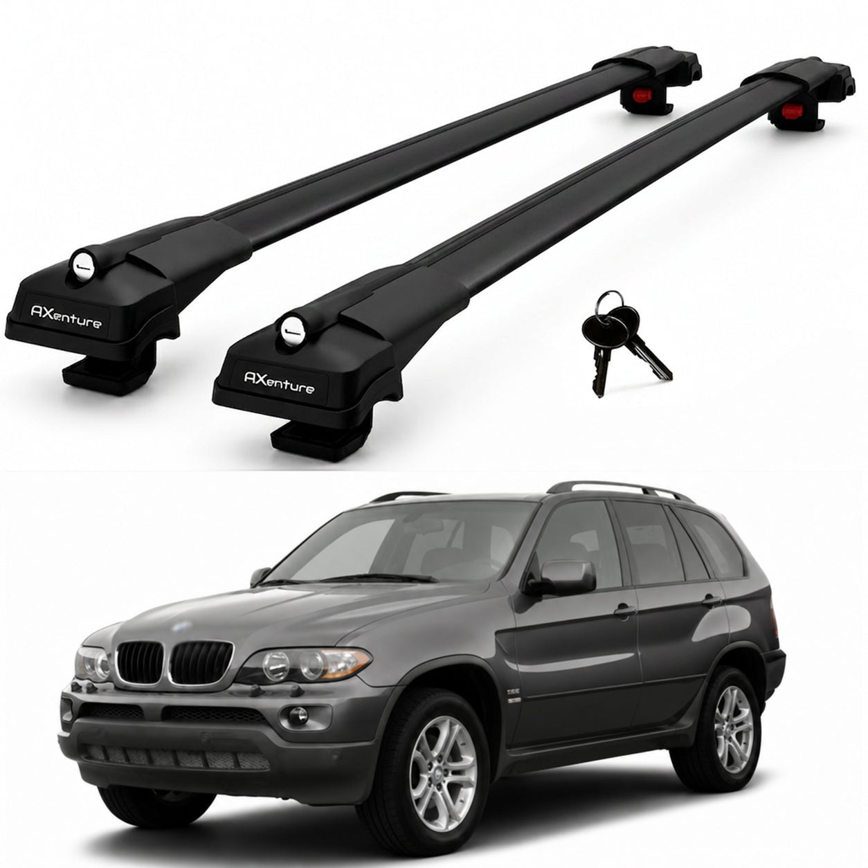 2X Roof Bars for Bmw X5 E53 2000–2006 Lockable Roof Rack Cross Bars Black