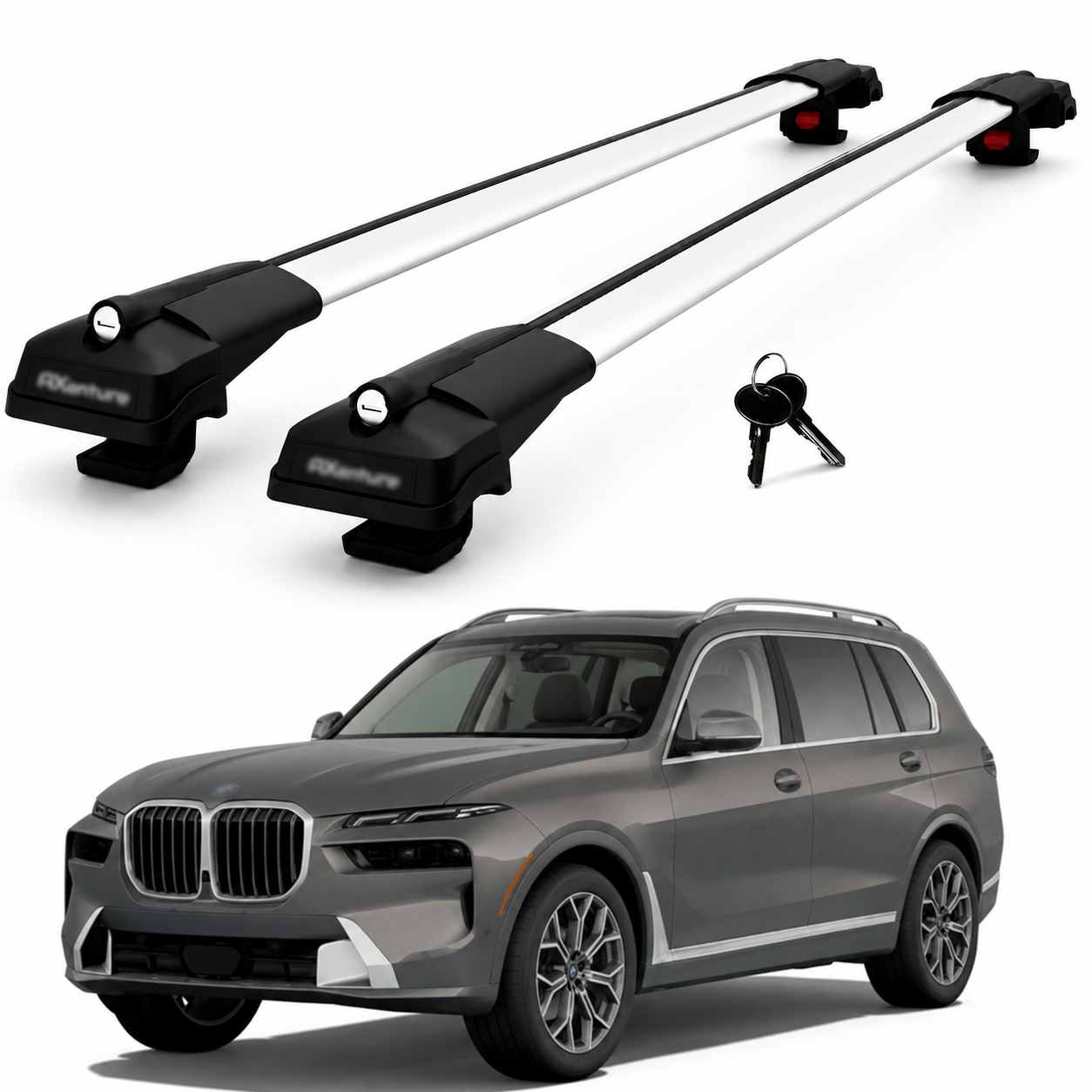 2X Roof Bars for Bmw X7 G07 2019-2025 Lockable Roof Rack Cross Bars Grey