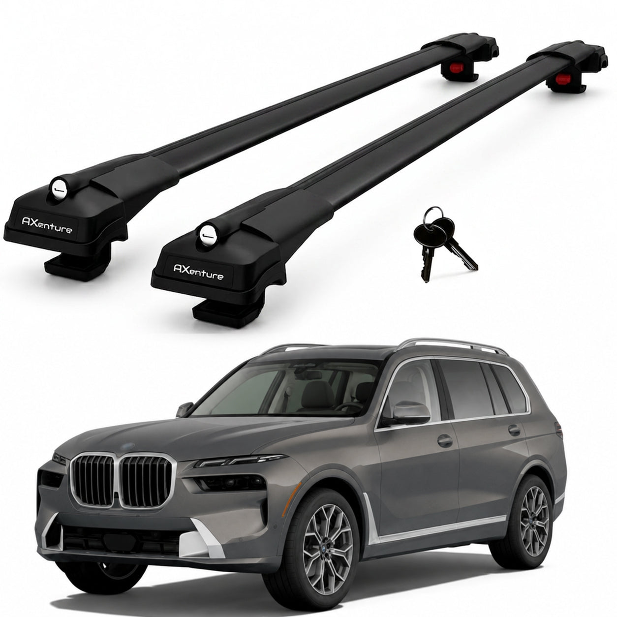 2X Roof Bars for Bmw X7 G07 2019-2025 Lockable Roof Rack Cross Bars Black