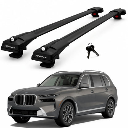 2X Roof Bars for Bmw X7 G07 2019-2025 Lockable Roof Rack Cross Bars Black