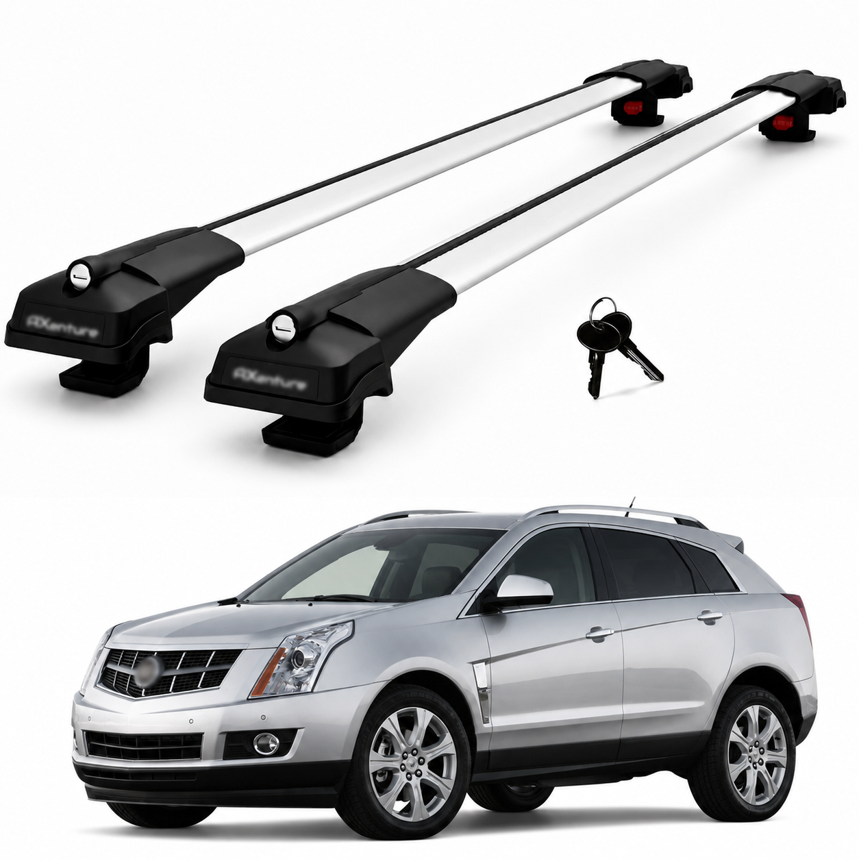 2X Roof Bars for Cadillac Srx 2010-2016 Lockable Roof Rack Cross Bars Grey