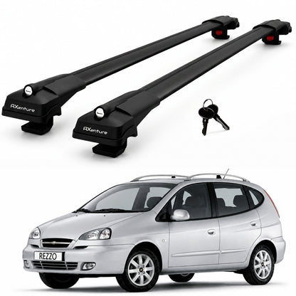 2X Roof Bars for Chevrolet Rezzo 2004-2008 Lockable Roof Rack Cross Bars Black