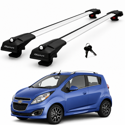 2X Roof Bars for Chevrolet Spark M300 2009-2014 Lockable Roof Rack Grey