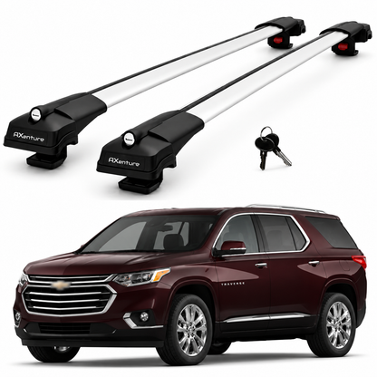 2X Roof Bars for Chevrolet Traverse 2018-2023 Lockable Roof Rack Cross Bars Grey
