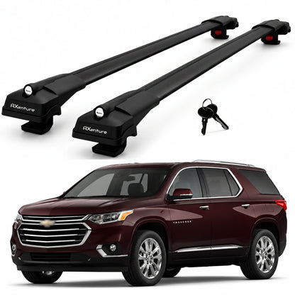 2X Roof Bars for Chevrolet Traverse 2018-2023 Lockable Roof Rack Cross Bar Black
