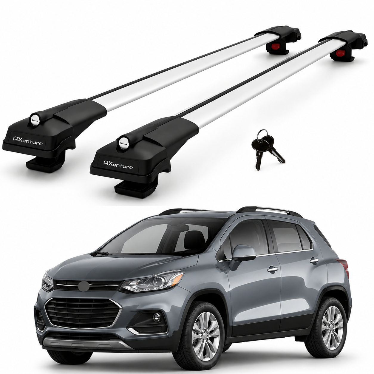 2X Roof Bars for Chevrolet Trax 2013-2022 Lockable Roof Rack Cross Bars Grey