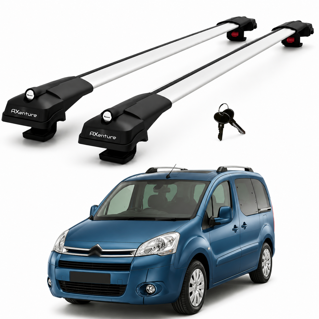 2X Roof Bars for Citroen Berlingo 2008–2018 Lockable Roof Rack Cross Bars Grey