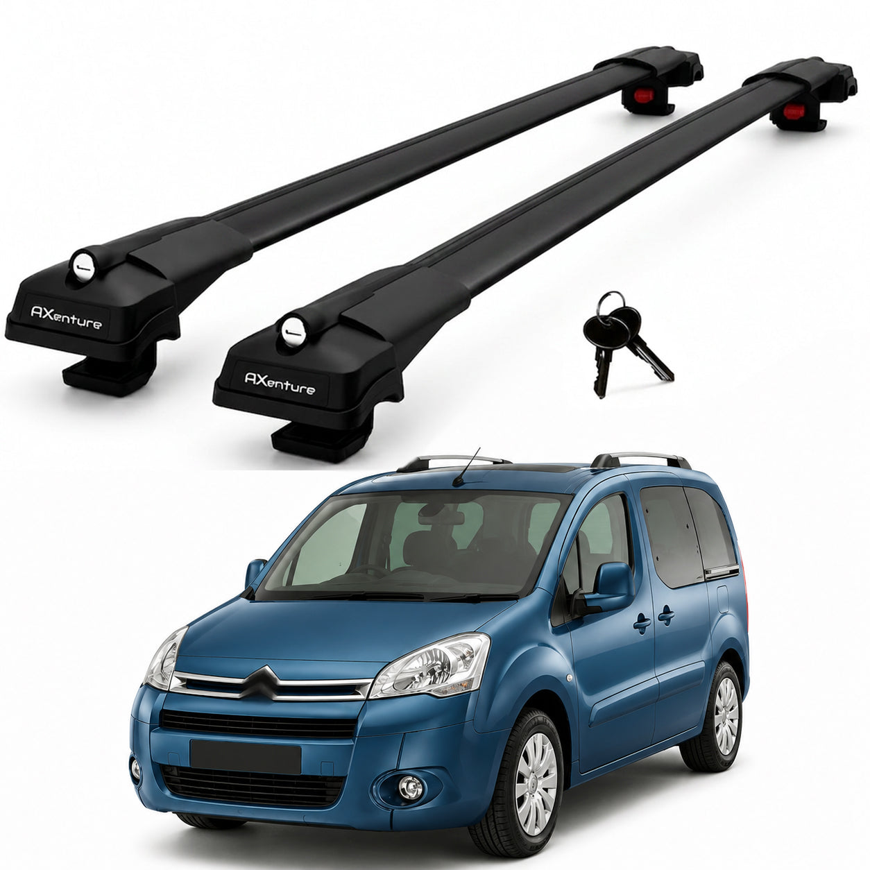2X Roof Bars for Citroen Berlingo 2008–2018 Lockable Roof Rack Cross Bars Black