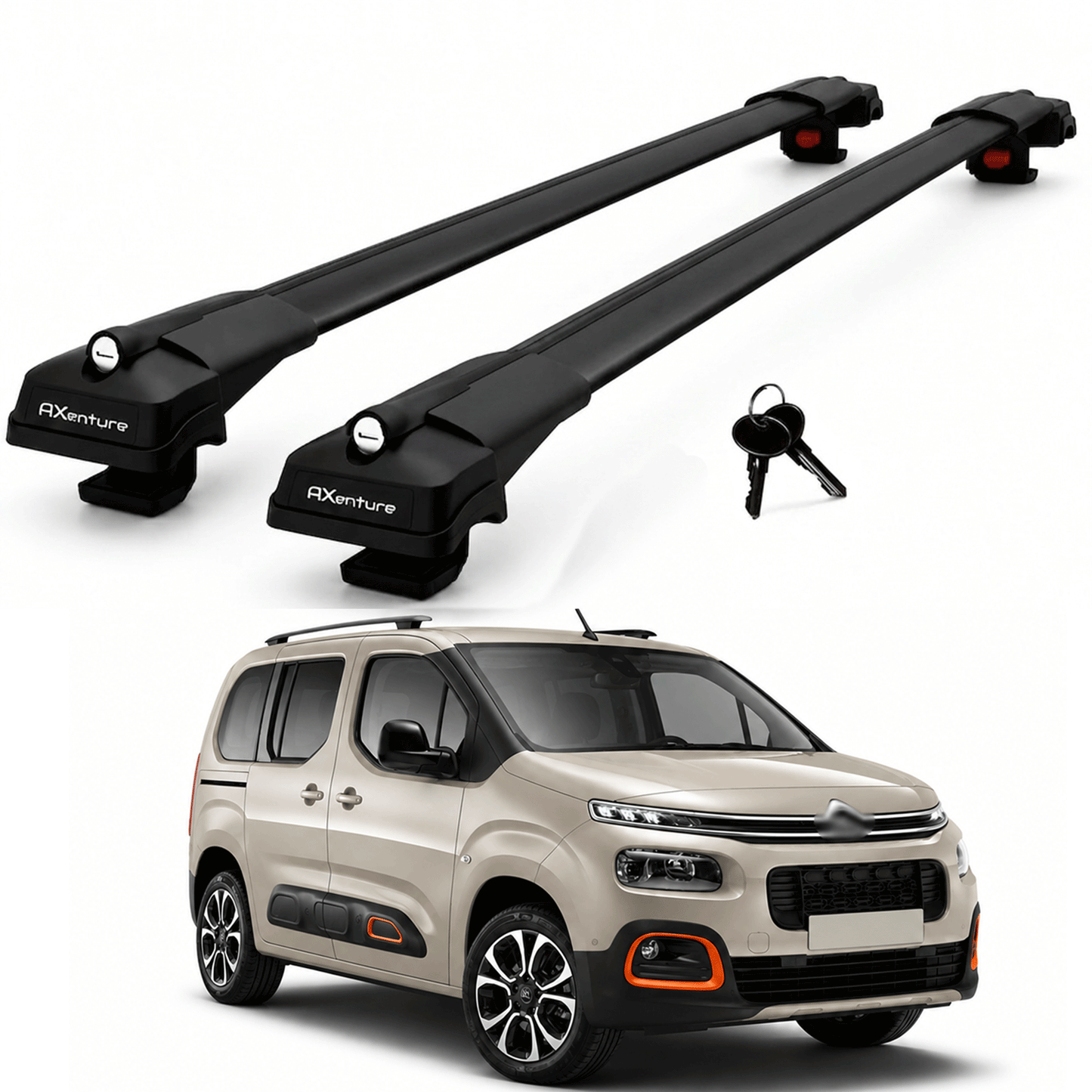 2X Roof Bars for Citroen Berlingo 2018-2022 Lockable Roof Rack Cross Bars Black