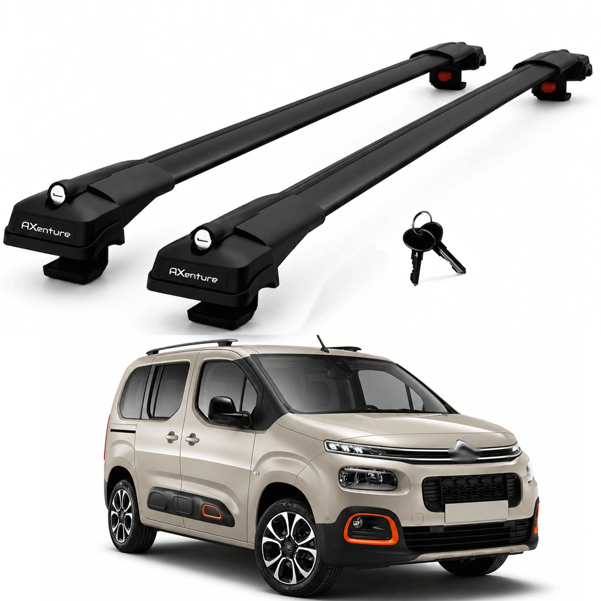 2X Roof Bars for Citroen Berlingo 2018-2022 Lockable Roof Rack Cross Bars Black