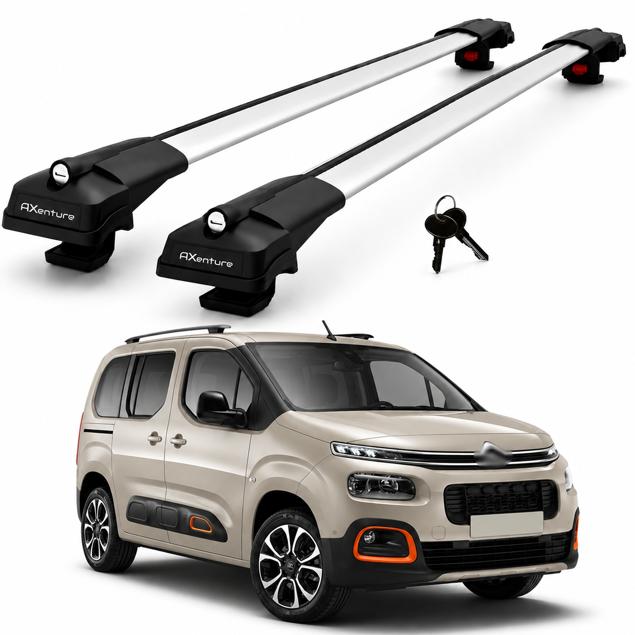 2X Roof Bars for Citroen Berlingo 2018-2022 Lockable Roof Rack Cross Bars Grey