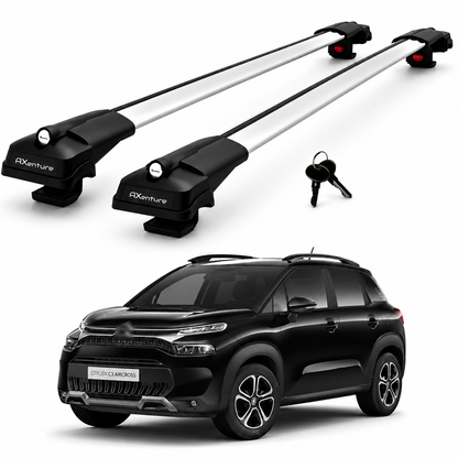 2X Roof Bars for Citroen C3 Aircross 2017-2024 Lockable Roof Rack Cross Bar Grey