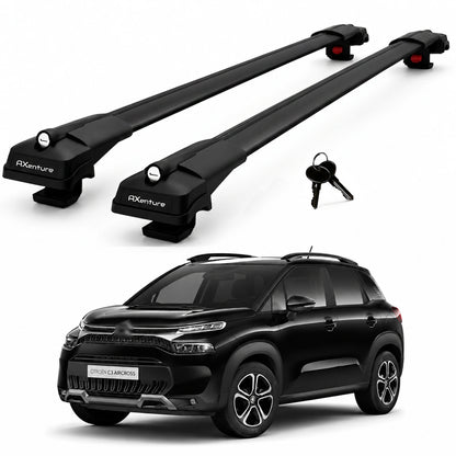 2X Roof Bars for Citroen C3 Aircross 2017-2024 Lockable Roof Rack Black