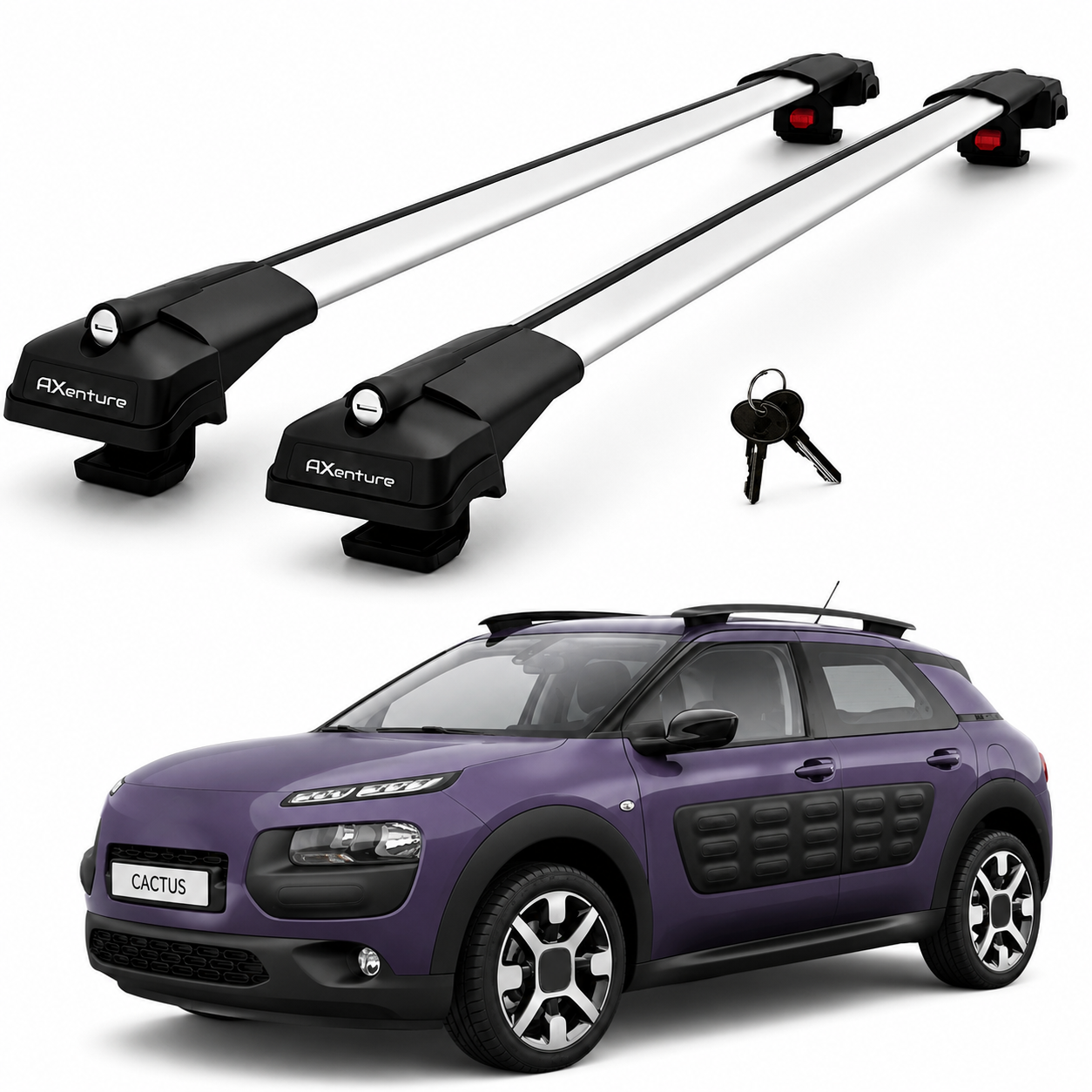 2X Roof Bars for Citroen C4 Cactus 2014-2018 Lockable Roof Rack Cross Bars Grey